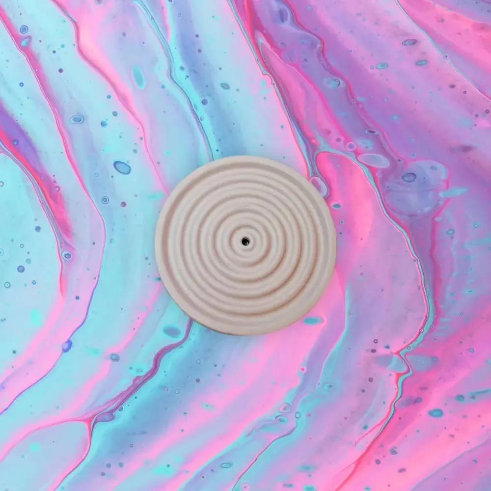 Colorful Concrete Round Mini Incense Holders: Off White / Matte