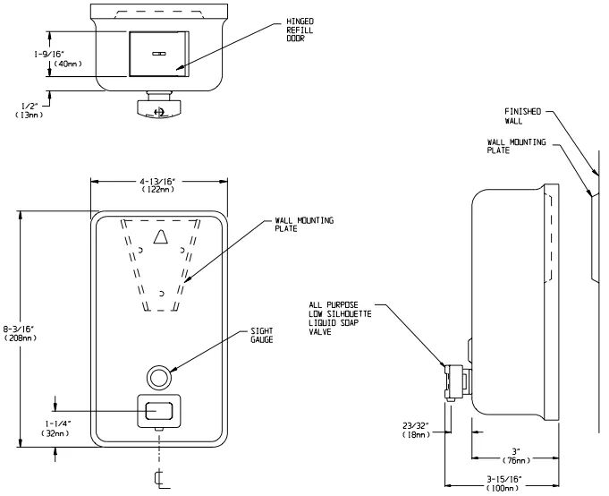 Commercial Liquid Soap Dispenser, Surface-Mounted, Manual-Push, Stainless Steel - 40 Oz ASI 0347