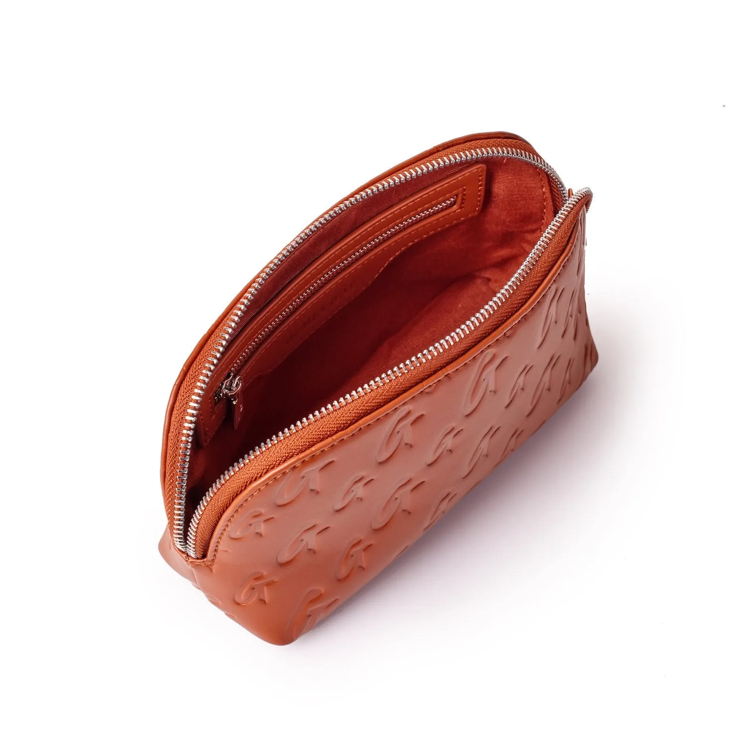 COSMETIC POUCH AND WRISTLET BUNDLE - BROWN