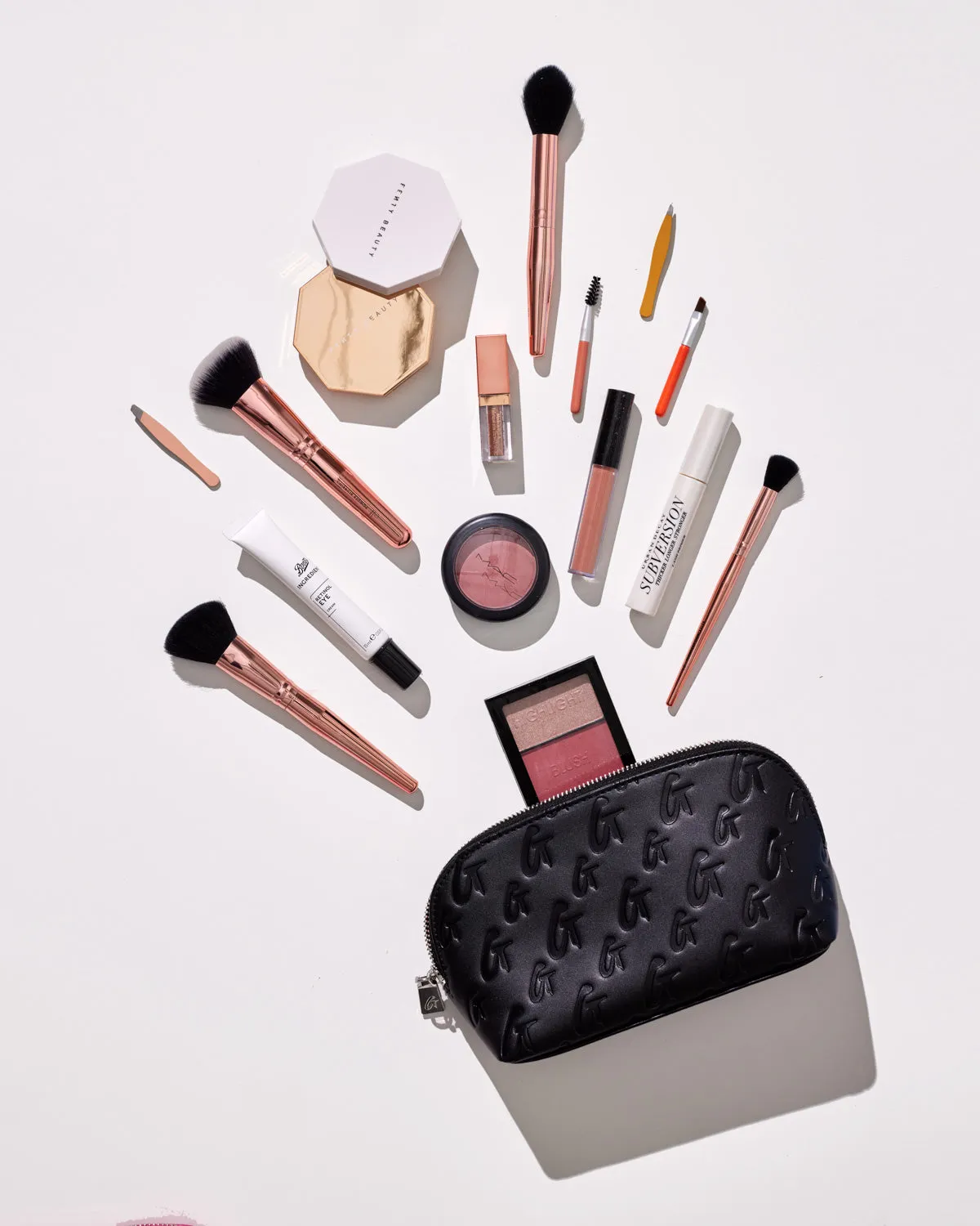 COSMETIC POUCH AND WRISTLET BUNDLE - MIRROR BLACK