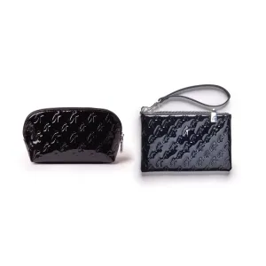 COSMETIC POUCH AND WRISTLET BUNDLE - MIRROR BLACK