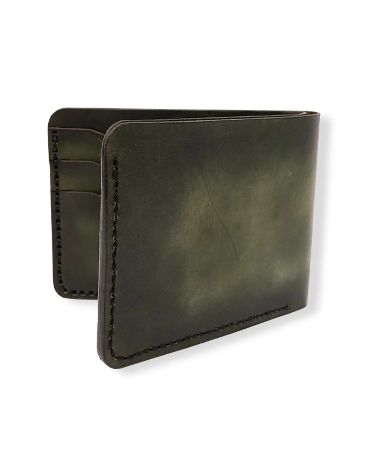 Cow Leather Wallet Green – Modern Bifold with Card Slots