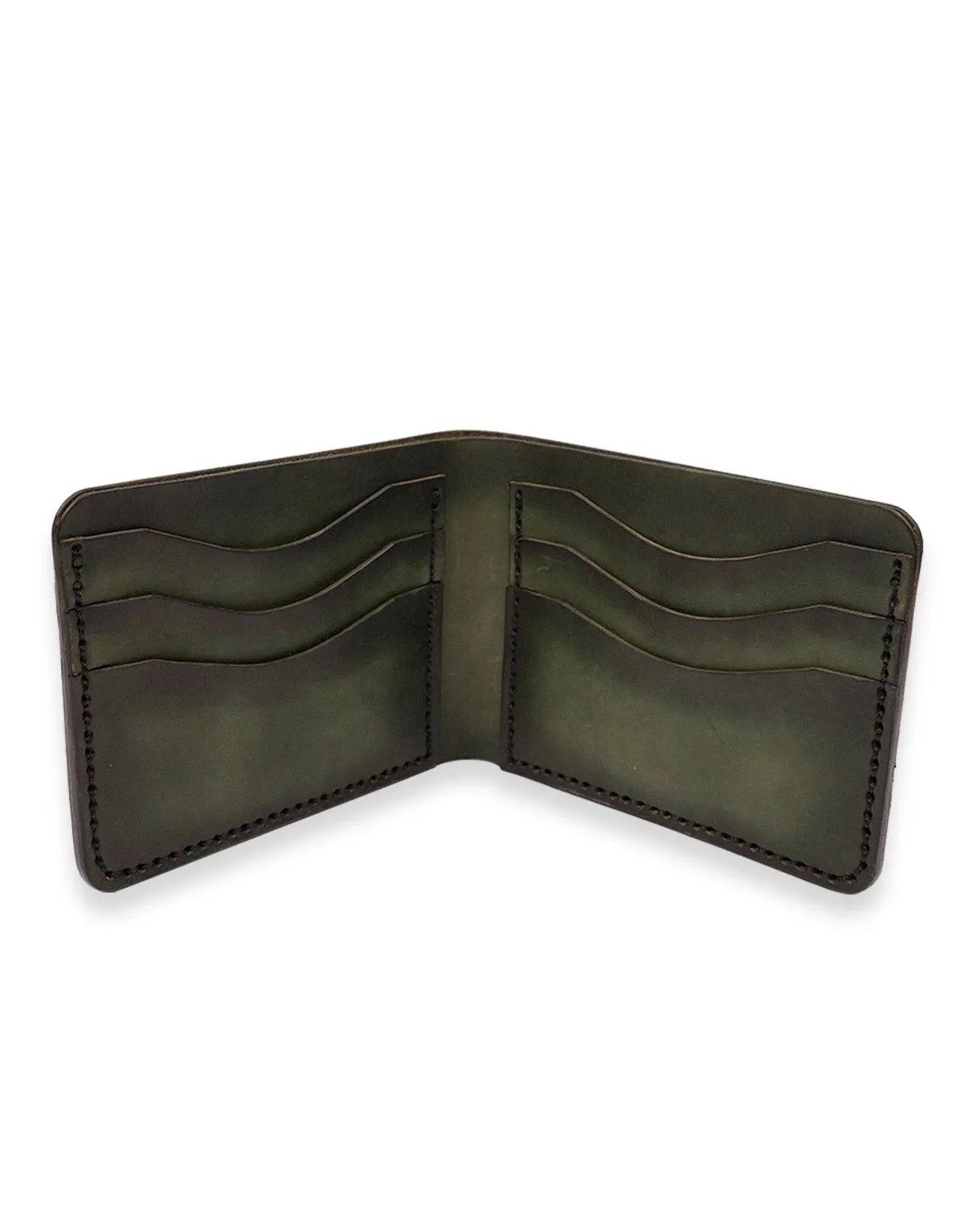 Cow Leather Wallet Green – Modern Bifold with Card Slots