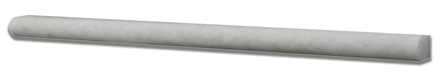 Crystal White Marble Honed 1/2 X 12 Pencil Liner Trim Molding - Standard Quality - BOX of 15 PCS.