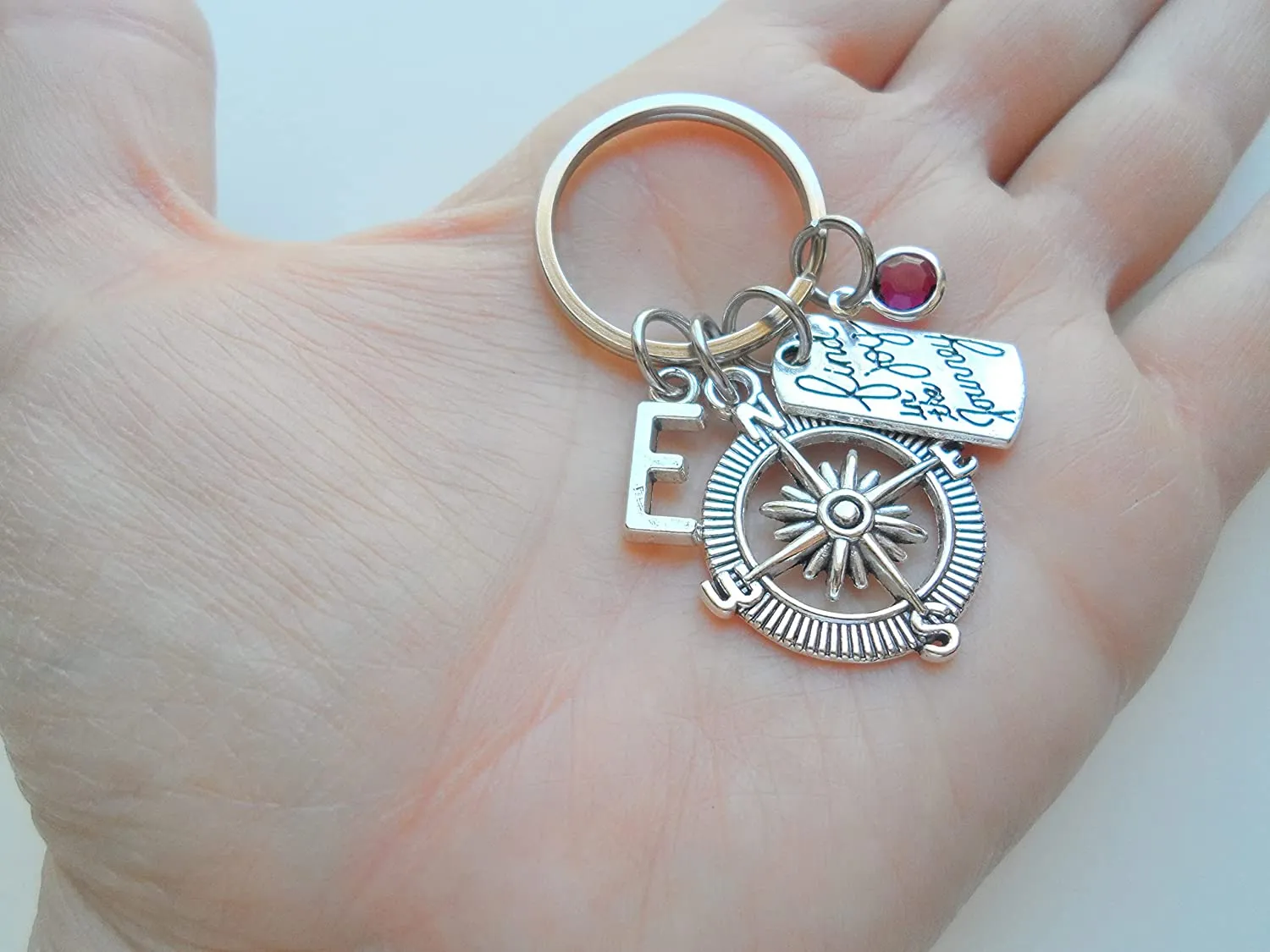 Custom Graduation Compass Charm Keychain with Find Joy in the Journey Charm, Class of 2025 Personalized Graduate Keychain, Gift for Graduate