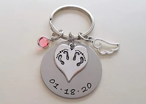 Custom Twin Babies Memorial Charm Keychain, Infant Loss Gift, Miscarriage Stillborn, Memorial Keychain
