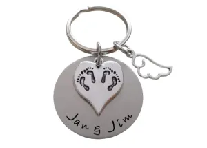 Custom Twin Babies Memorial Charm Keychain, Infant Loss Gift, Miscarriage Stillborn, Memorial Keychain