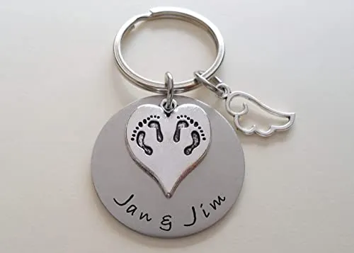 Custom Twin Babies Memorial Charm Keychain, Infant Loss Gift, Miscarriage Stillborn, Memorial Keychain