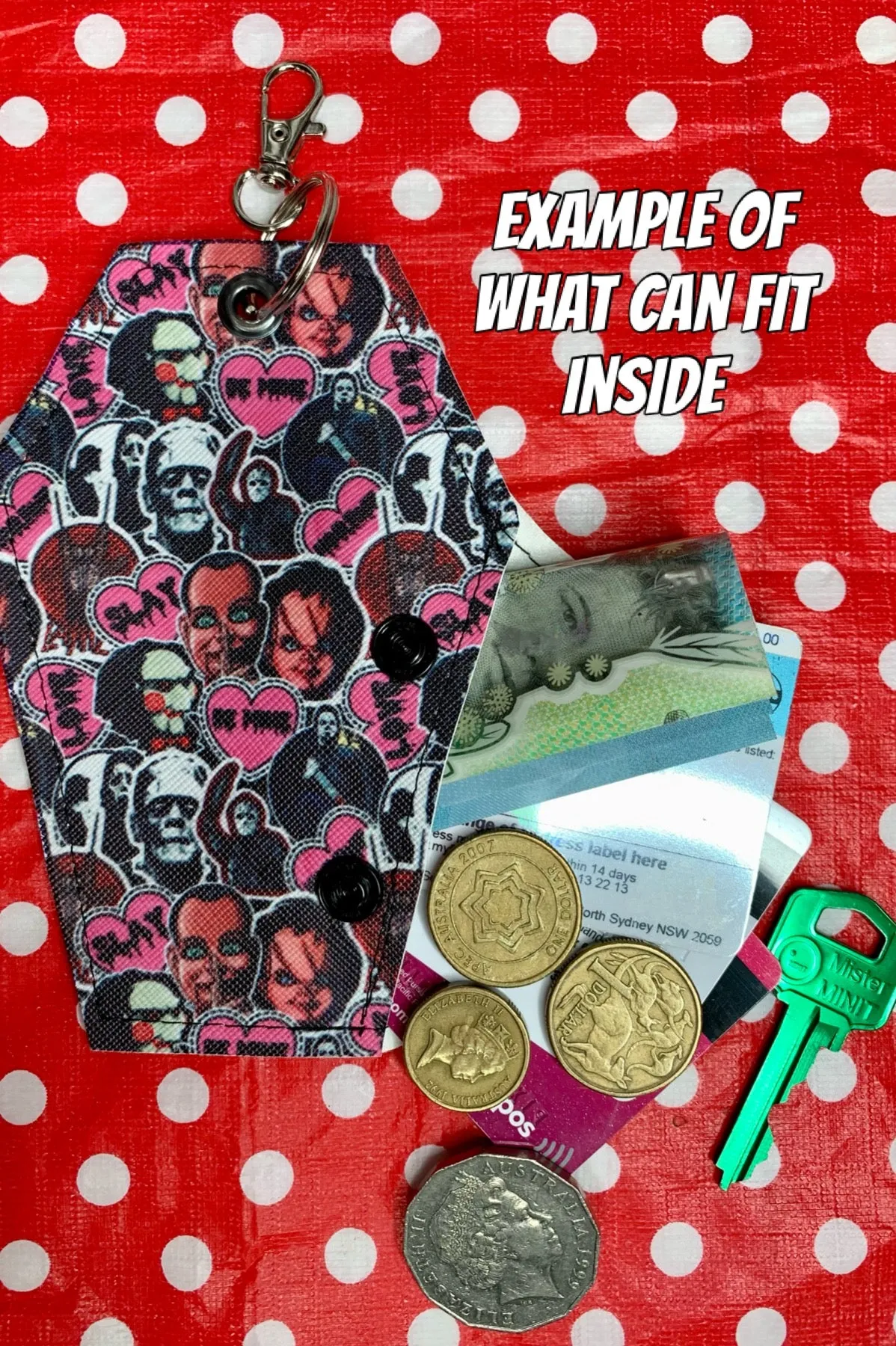 Cute horror fan art mini coffin purse