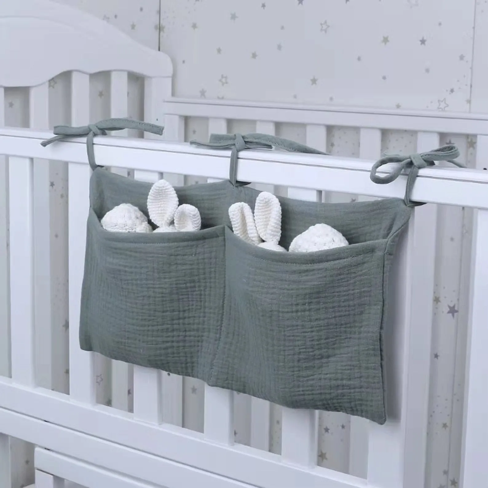 Cyflymder Portable Baby Crib Storage Bag Nappy Organizer Multifunctional Newborn Bed Headboard Diaper Bag for Kids Baby Items Bedding