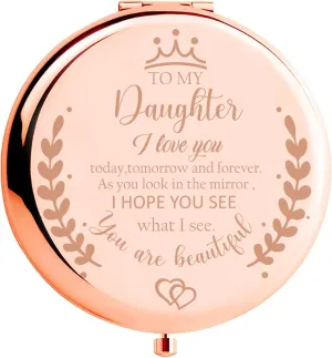 Daughter Gift from Mom, Birthday Gifts for Daughter Adult, Gifts for Daughters from Mothers, Daughter Wedding Gift from Mom to My Daughter Makeup Compact Mirror