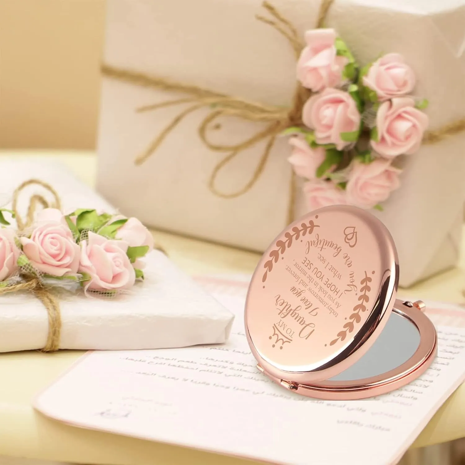 Daughter Gift from Mom, Birthday Gifts for Daughter Adult, Gifts for Daughters from Mothers, Daughter Wedding Gift from Mom to My Daughter Makeup Compact Mirror