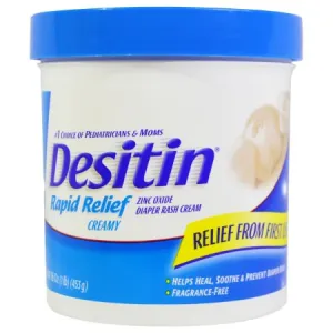 Desitin Rapid Relief Diaper Rash Remedy, Fragrance-Free Cream, 16 Oz