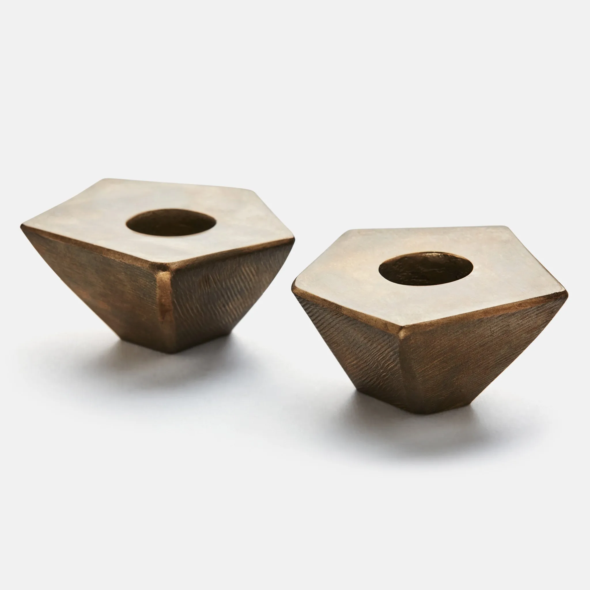 Diamond Candlestick Holders, Bronze- One Set of Two