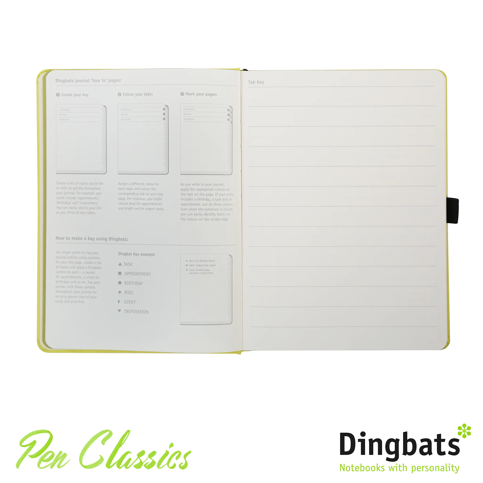 Dingbats* Earth A5  Lime Yasuni Notebook - Dotted