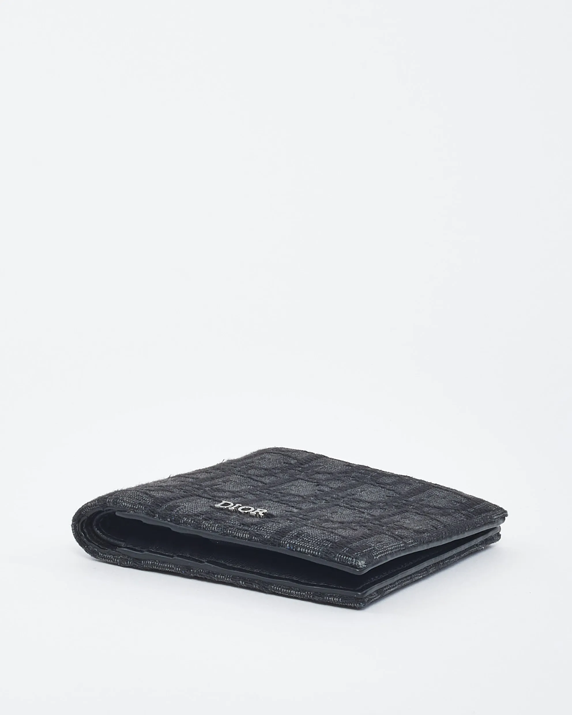 Dior Black Dior Jacquard Canvas Vertical Bi-Fold Wallet