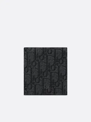 DIOR OBLIQUE VERTICAL BIFOLD WALLET BLACK