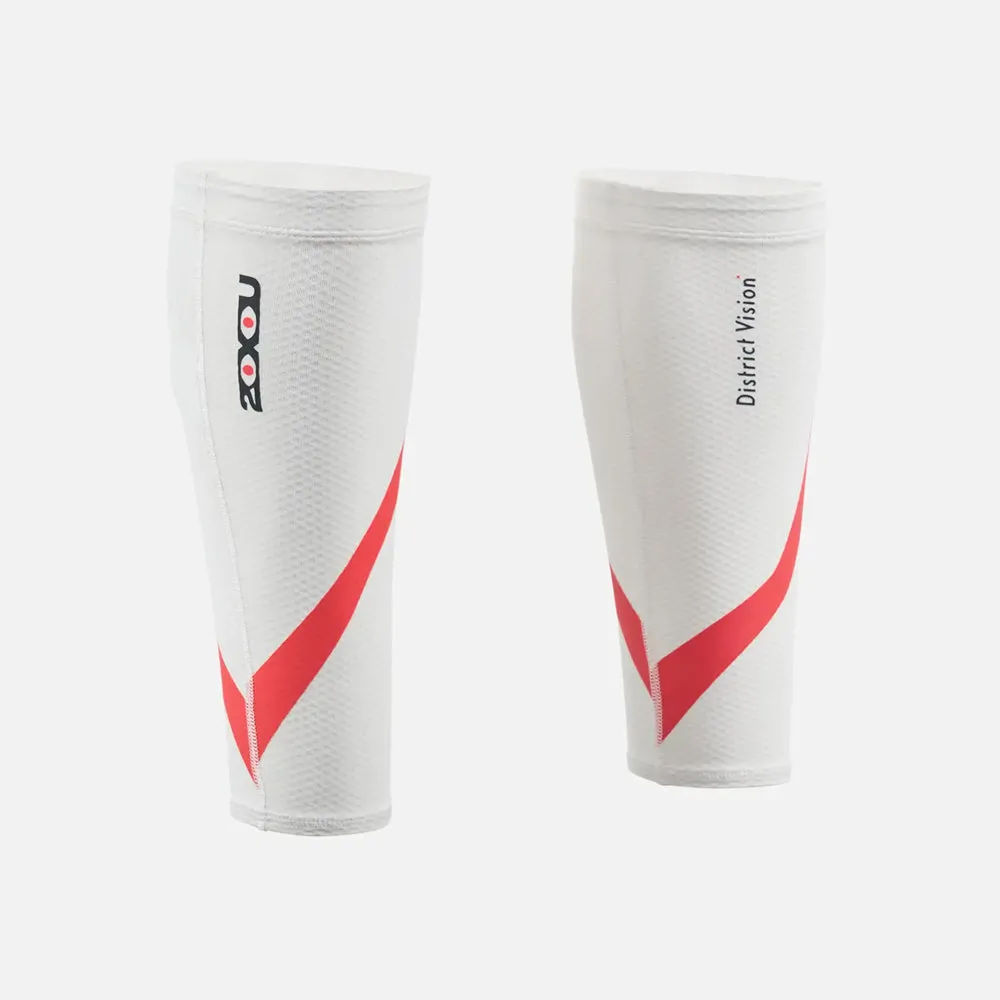 District Vision   2XU Lightweight Desert Comp Calf Guard - White/Heat Visions