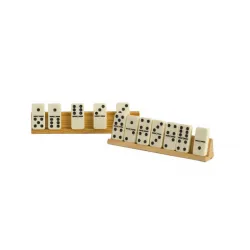 DOMINOES - SET of 2 WOODEN TILE HOLDERS ( 8" Length x 1.25" High )