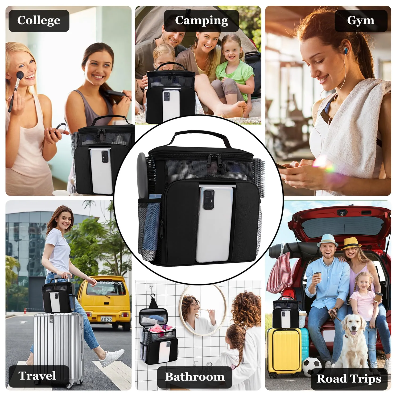 Dorm Room Essentials for College Students Girls Boys Guys,Shower Caddy,Travel Essentials Hanging Toiletry Bags for Traveling Women Men,Mesh Shower Caddies Portable for Camping,Gifts for Christmas
