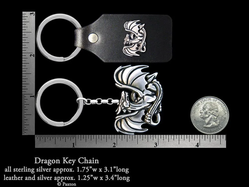 Dragon Key Chain / Key Ring Sterling Silver