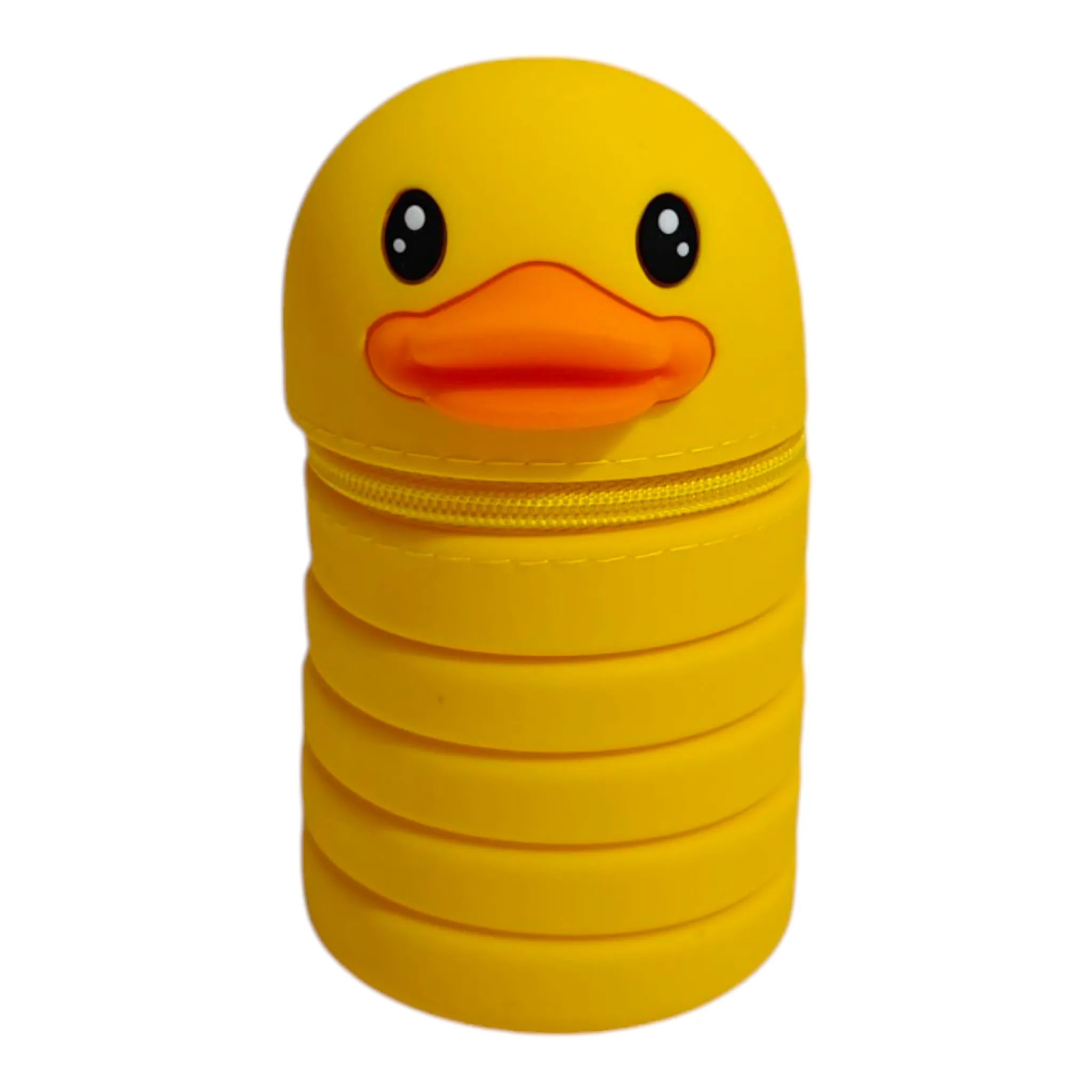 DUCK FACE EXPANDABLE SILICONE PENCIL POUCH - YELLOW