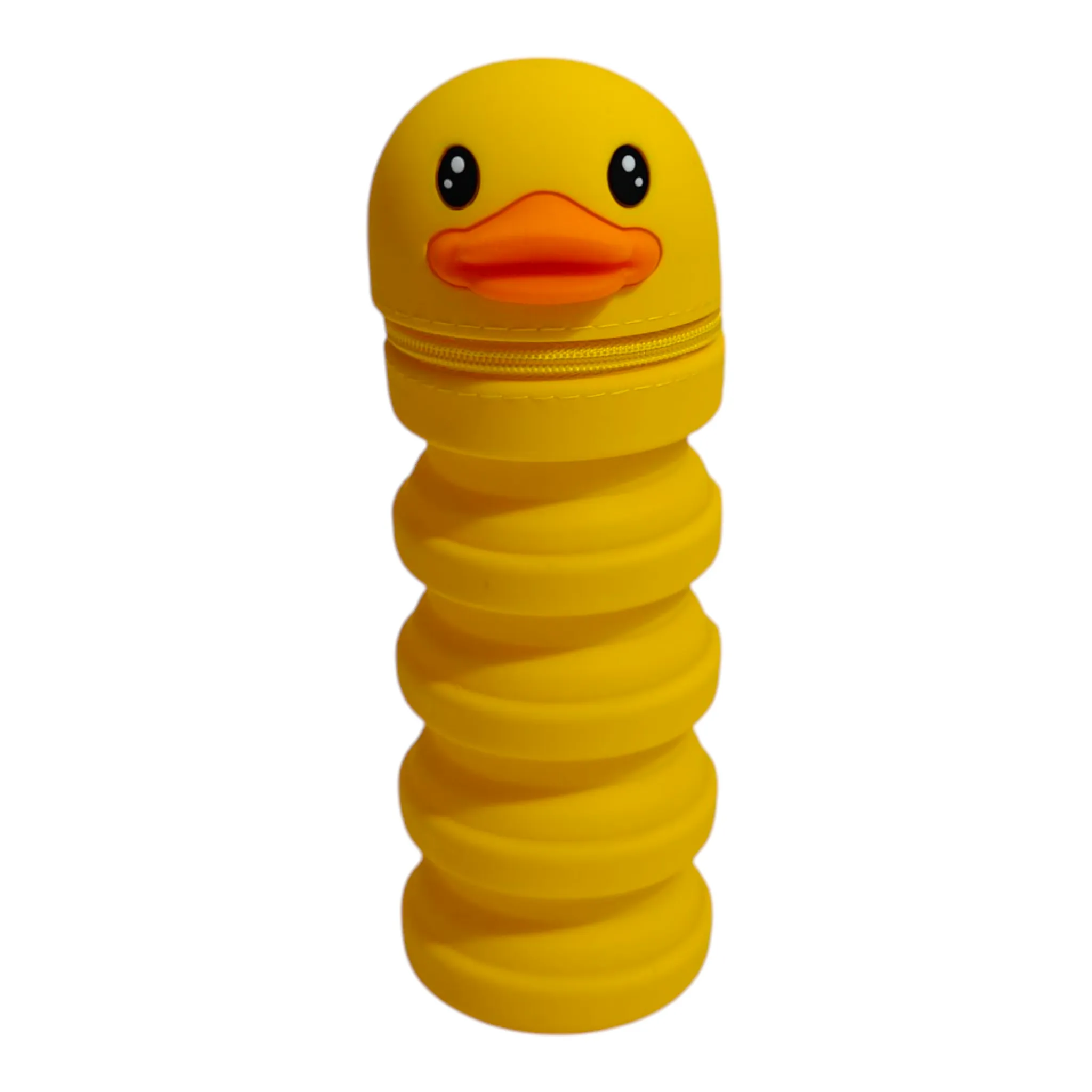 DUCK FACE EXPANDABLE SILICONE PENCIL POUCH - YELLOW