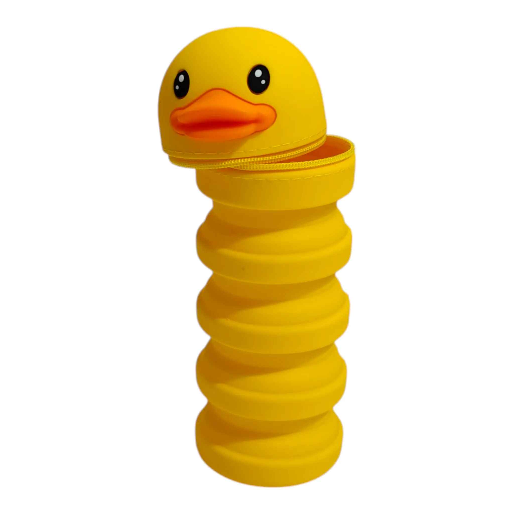 DUCK FACE EXPANDABLE SILICONE PENCIL POUCH - YELLOW