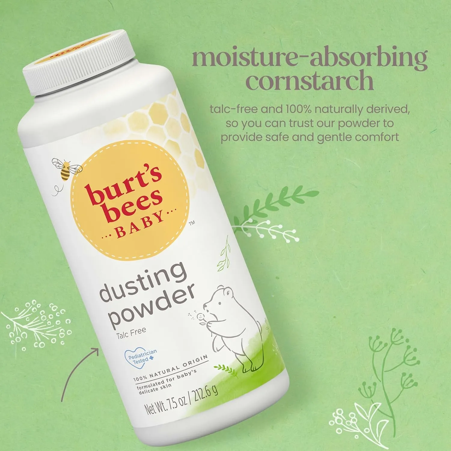 Dusting Powder, 100% Natural Origin, Talc-Free, Pediatrician Tested, 7.5 Ounces, Pack May Very