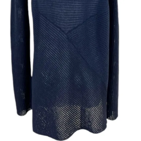 Eileen Fisher 100% Wool Waterfall Cardigan Ribbed Lightweight Black Corpcore