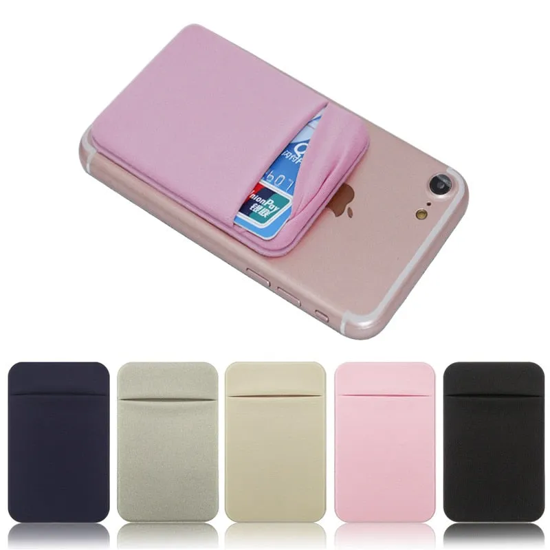 Elastic Stretch Mobile Phone Credit ID Card Holder Stick On 3M Adhesive Pocket Purse Pouch