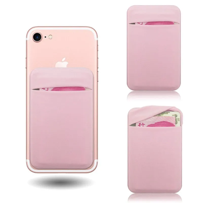 Elastic Stretch Mobile Phone Credit ID Card Holder Stick On 3M Adhesive Pocket Purse Pouch