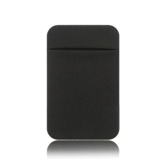 Elastic Stretch Mobile Phone Credit ID Card Holder Stick On 3M Adhesive Pocket Purse Pouch
