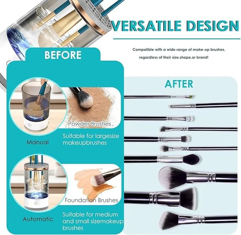 Electric Makeup Brush Cleaner - Professional Makeup Brush Cleaning Machine，Automatic Electric Makeup Brush Cleaner，Fast & Efficient Cleaner for Brushes (Black)