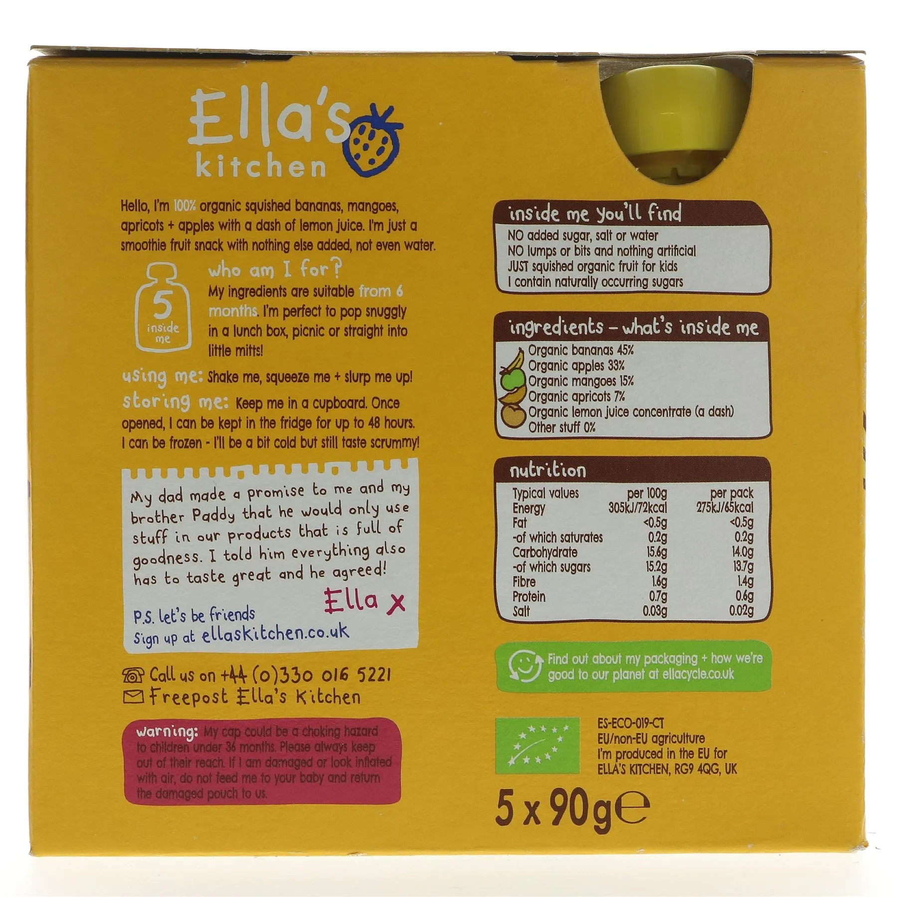 Ella's Kitchen | The Yellow One - Multi Pack | 5 X 90G