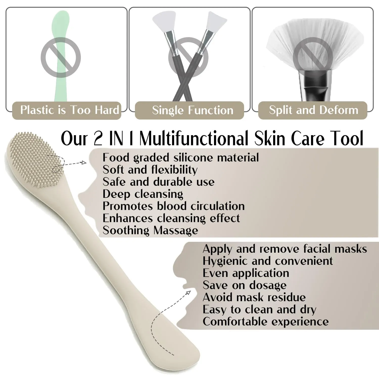 Face Mask Brush Applicator, Mask Brushes For Facials Cleansing & Exfoliating, Facial Clay Mask Applicator Tool Silicone Mask Spatula Cream Skincare For Apply Cream, Lotion, Mud, Clay (Black Starlight)