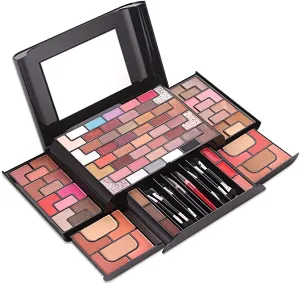 FantasyDay 98 Colors All in one Makeup Gift Set Holiday Birthday Beauty Cosmetic Essential Starter Bundle Include 68 Eyeshadow Palette, 8 Blush, 4 Compact Powder, 3 Lipstick, Eyebrow Pencil, Lip Liner