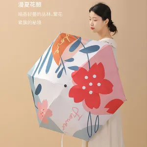 FaSoLa Fashion Compact Folding Umbrella - Summer Floral Design