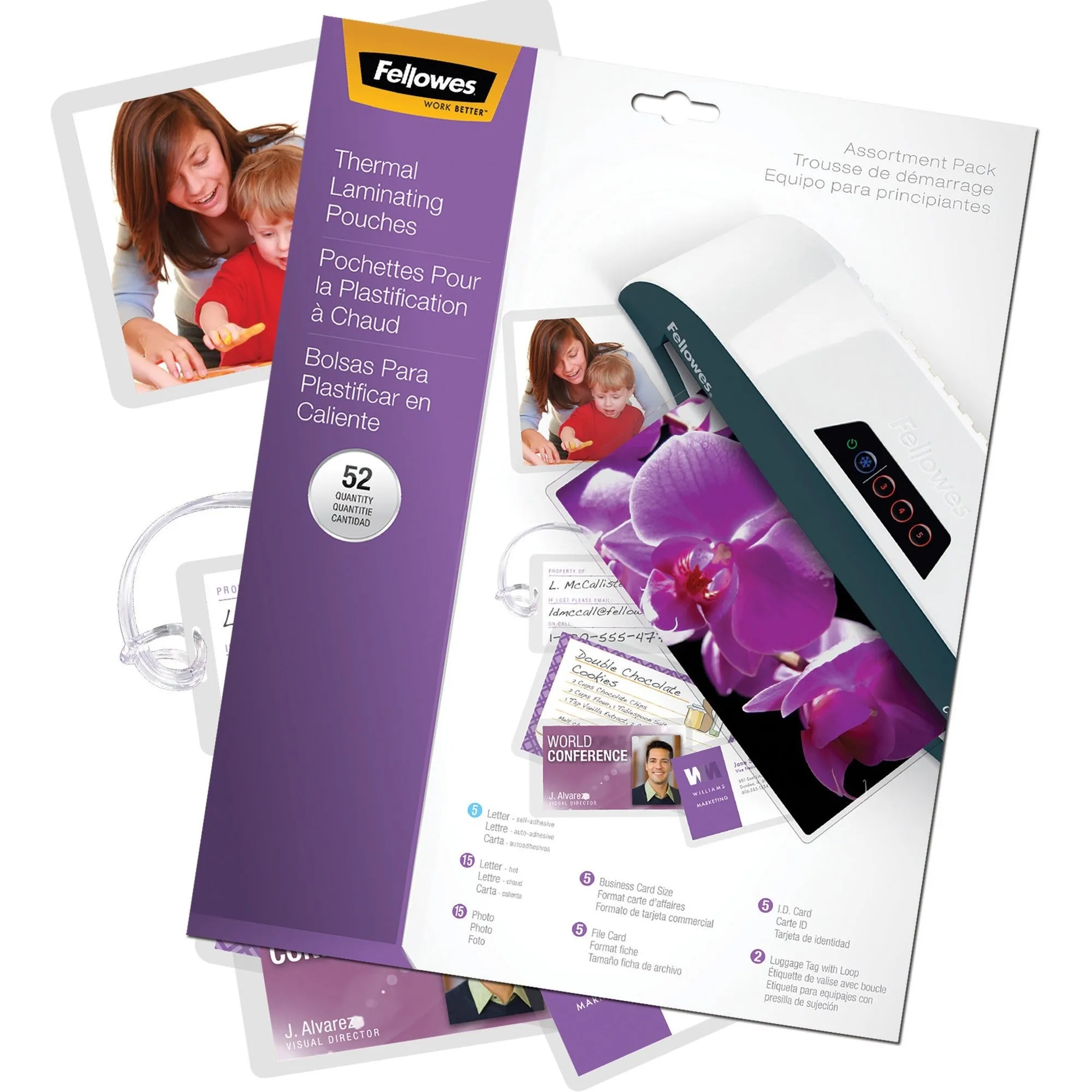 Fellowes Laminating Pouch Starter Kit, 52 pack