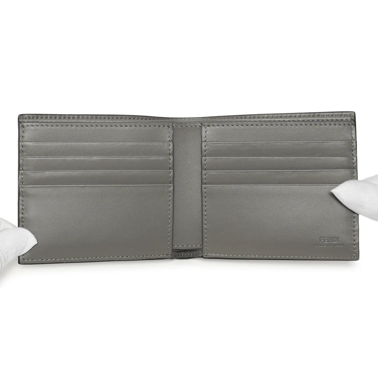 Fendi Grey Vitello King Diagonal Bifold Wallet