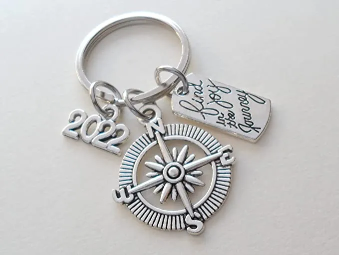 Find Joy in the Journey Compass Charm Keychain
