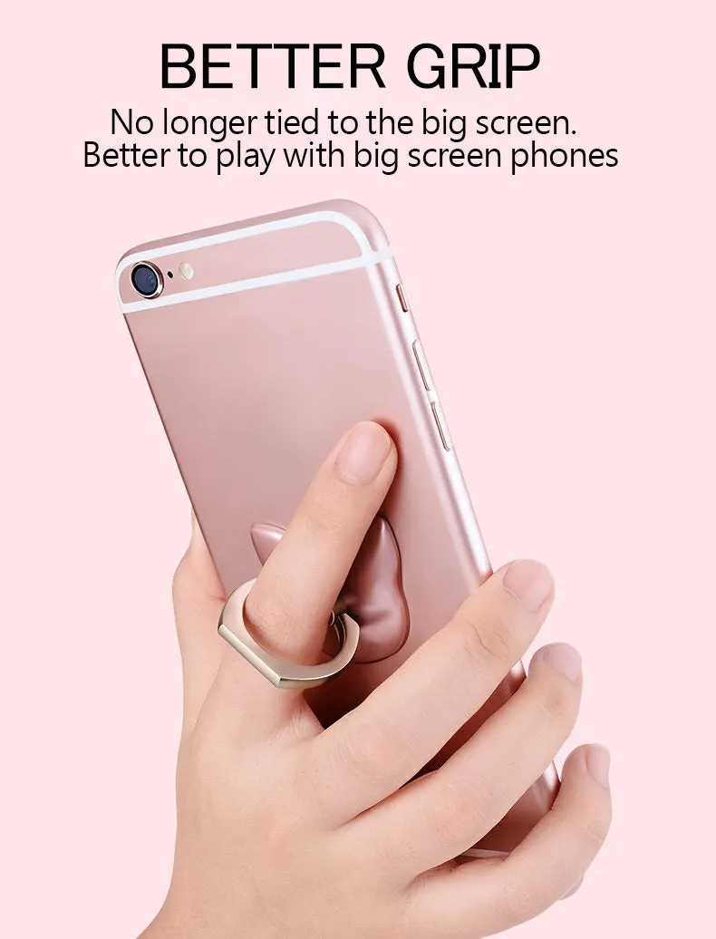Finger Ring Mobile Phone Smartphone Stand Holder For iPhone XS Huawei Samsung cell Smart Round Phone Rose gold