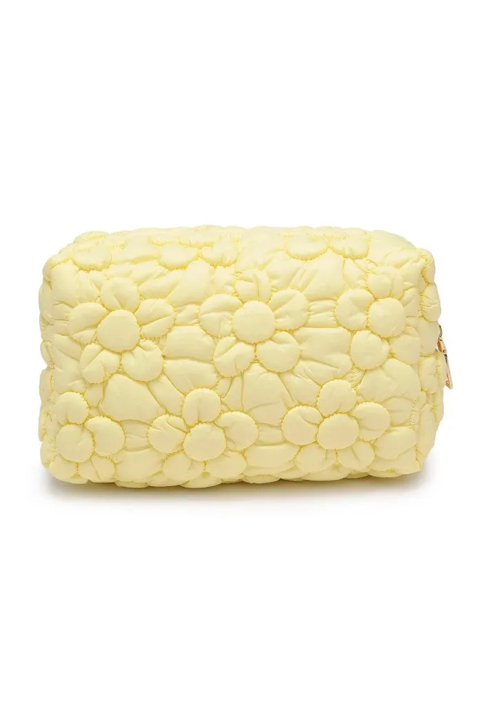 Flora Pop Nylon Cosmetic Pouch-Yellow
