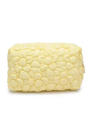 Flora Pop Nylon Cosmetic Pouch-Yellow