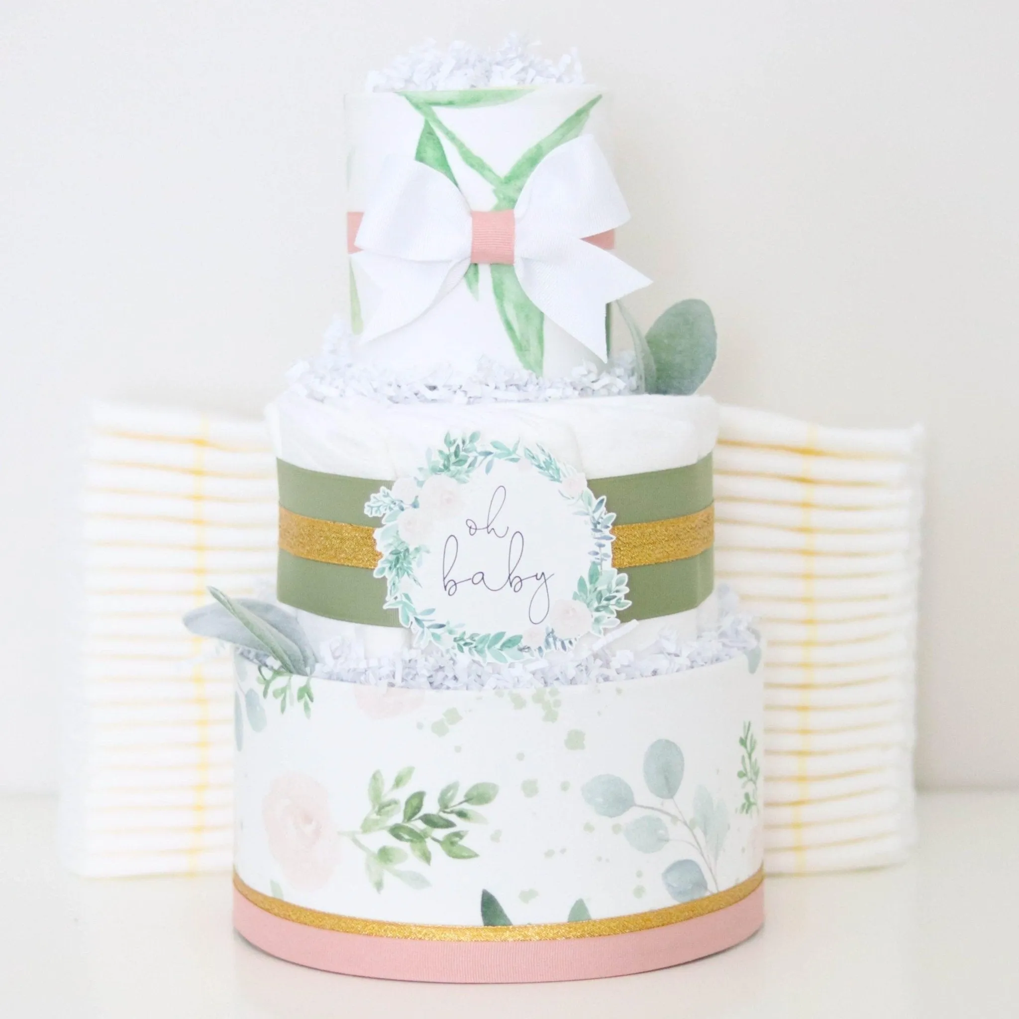 Floral Greenery Diaper Cake - SKU:  DCBG1001