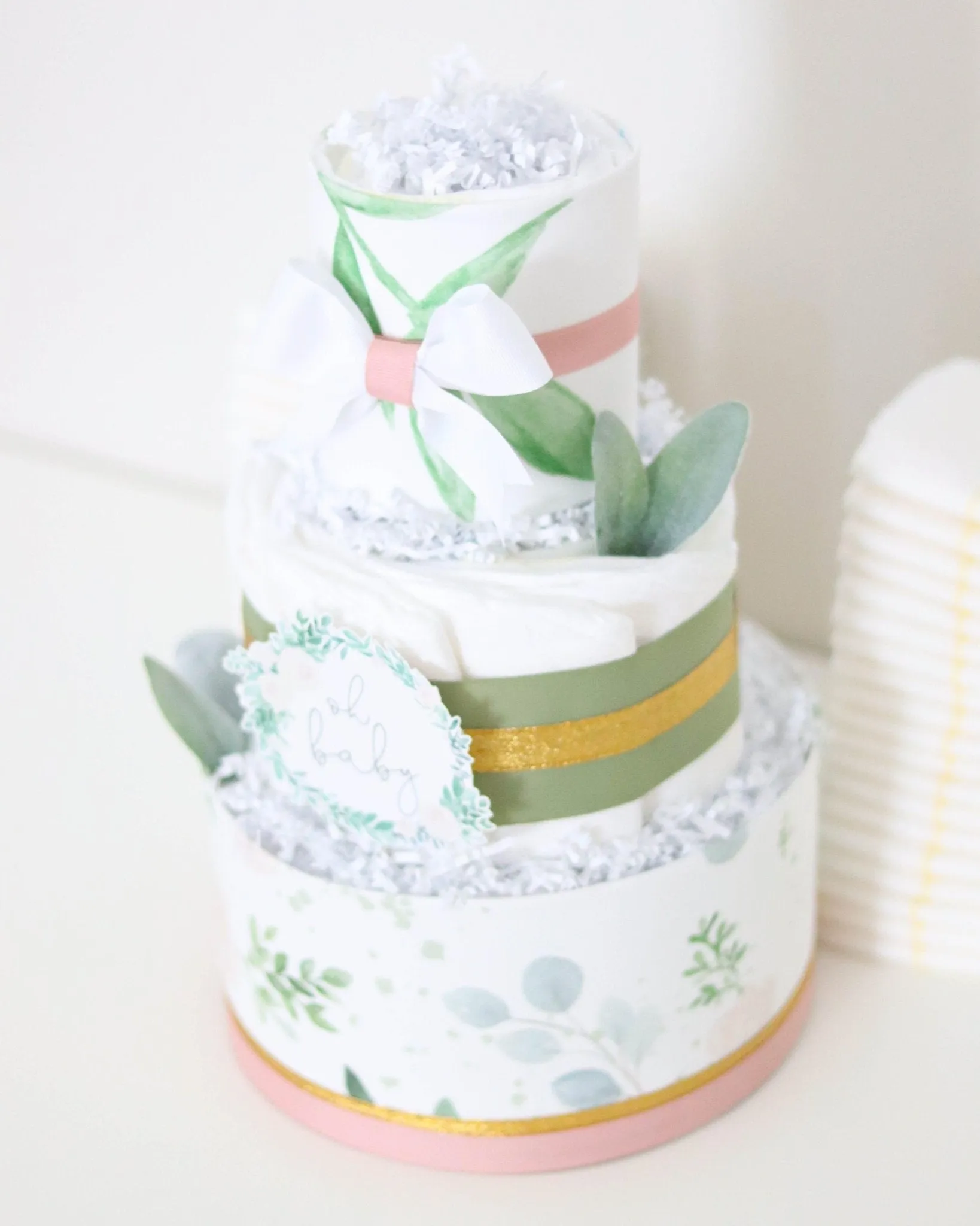 Floral Greenery Diaper Cake - SKU:  DCBG1001