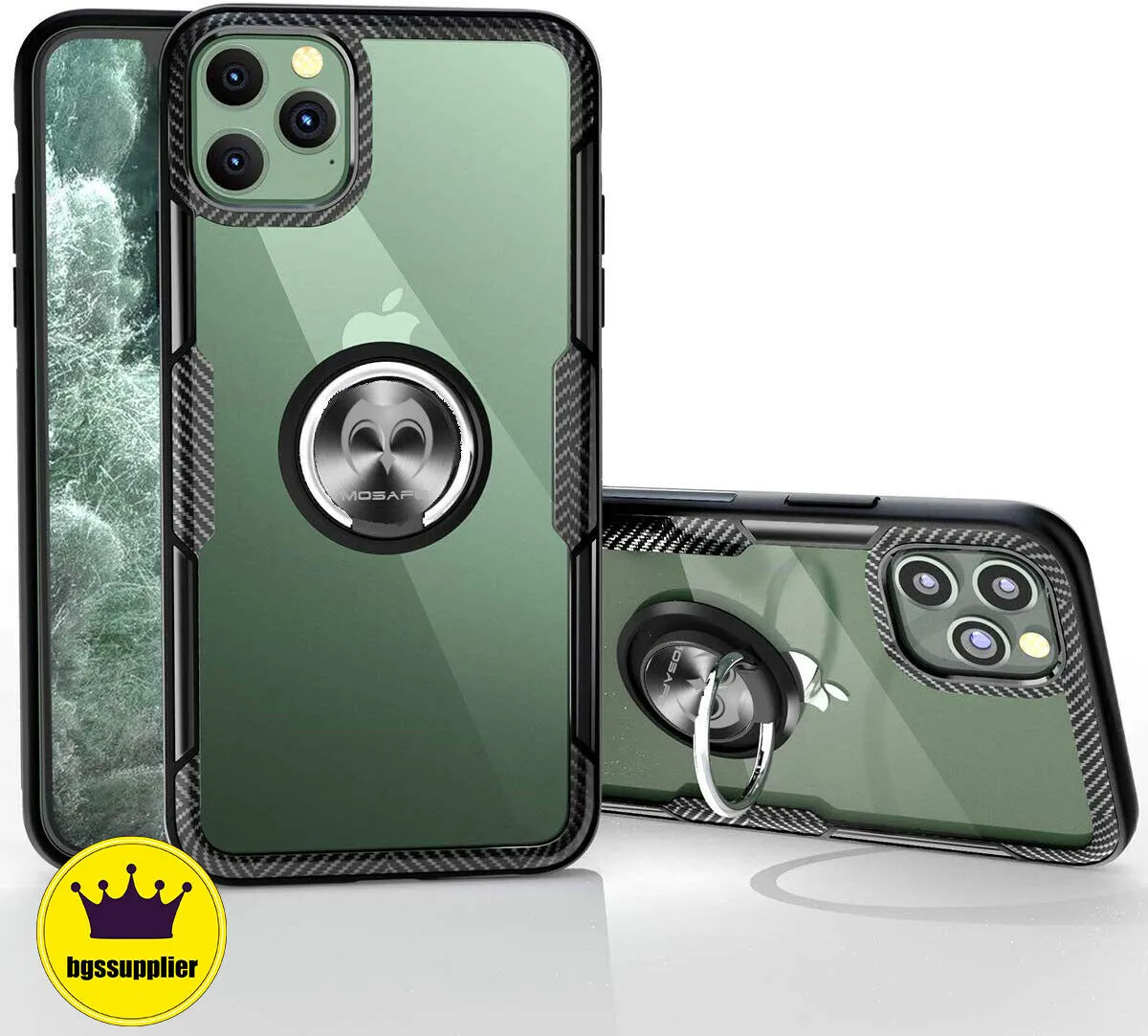 For iPhone 11 Pro max Magnetic Shockproof Ring Holder TPU Protective Case Cover black_iPhone11