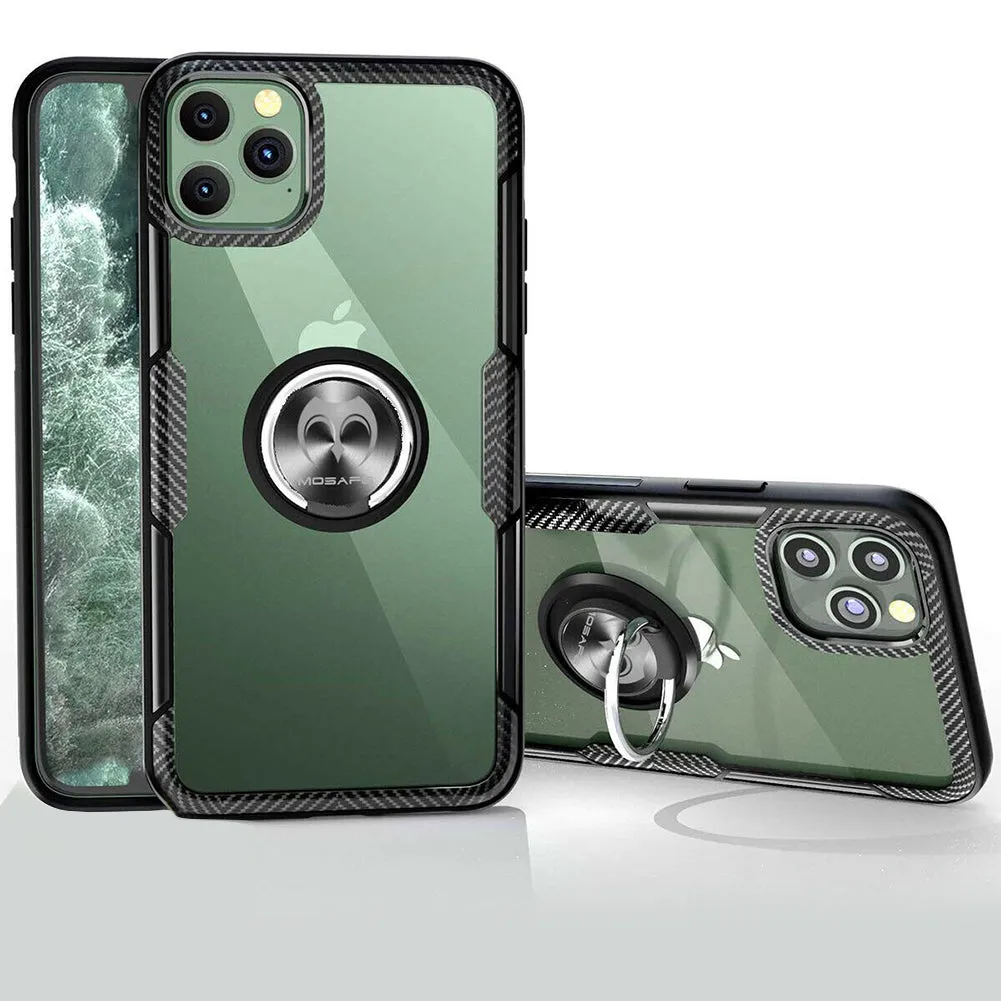 For iPhone 11 Pro max Magnetic Shockproof Ring Holder TPU Protective Case Cover black_iPhone11