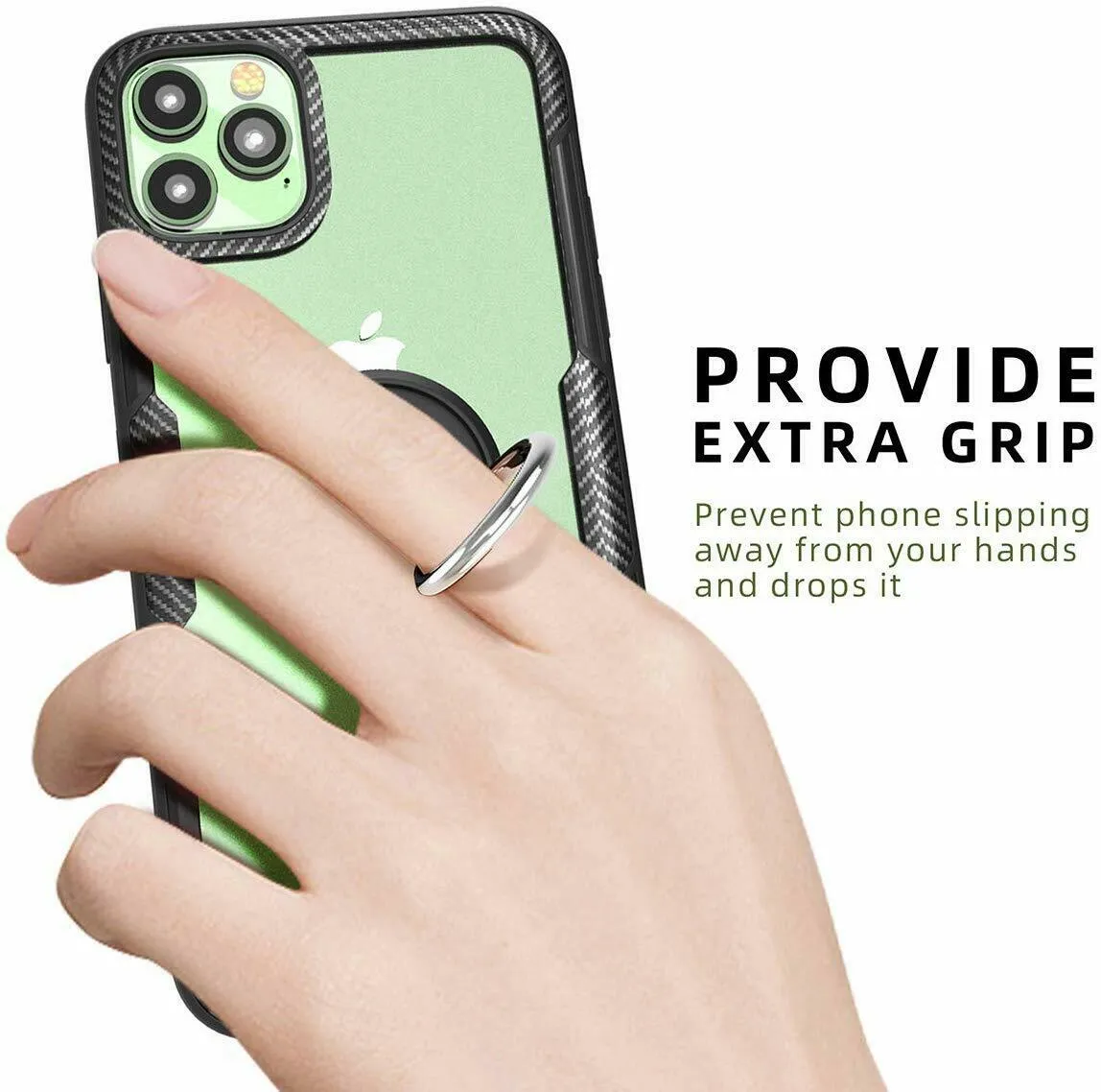For iPhone 11 Pro max Magnetic Shockproof Ring Holder TPU Protective Case Cover black_iPhone11