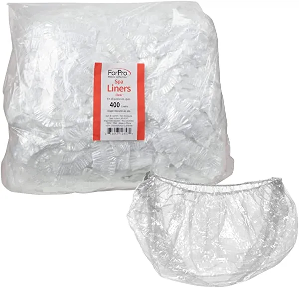 ForPro Basics Spa Liners, Clear, Fit All Pedicure Spas, Disposable Pedicure Liners, 400-Count